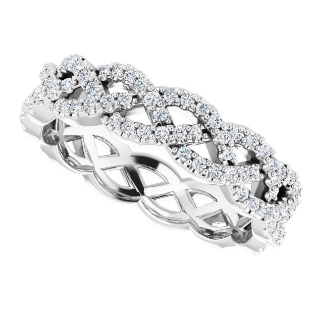 0.72 ct. Round Diamond Open Braid Design Eternity Band-VIRABYANI